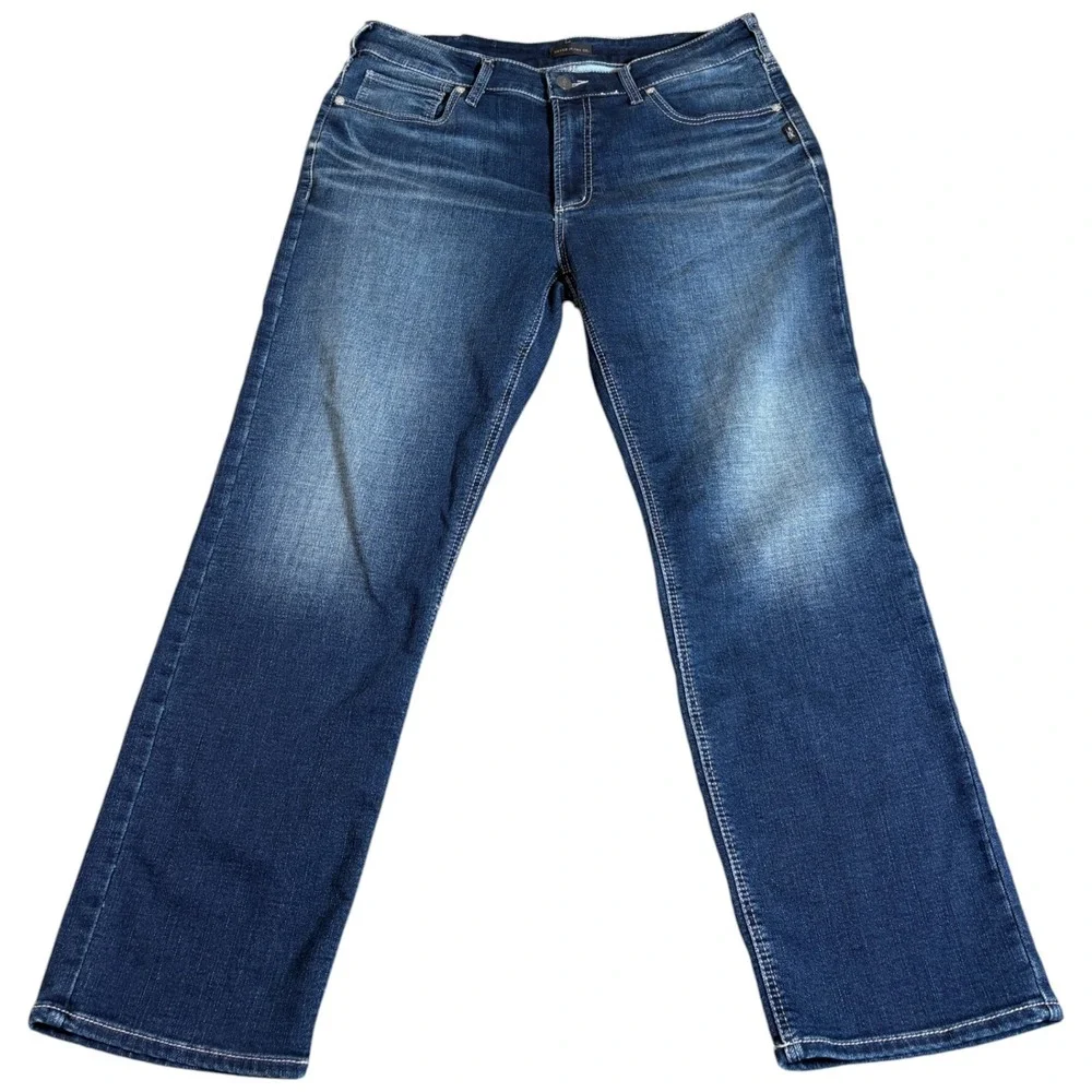 Silver Co. Jeans Men Grayson 36x30 Blue Distressed Med Wash Straight Cowboy Work